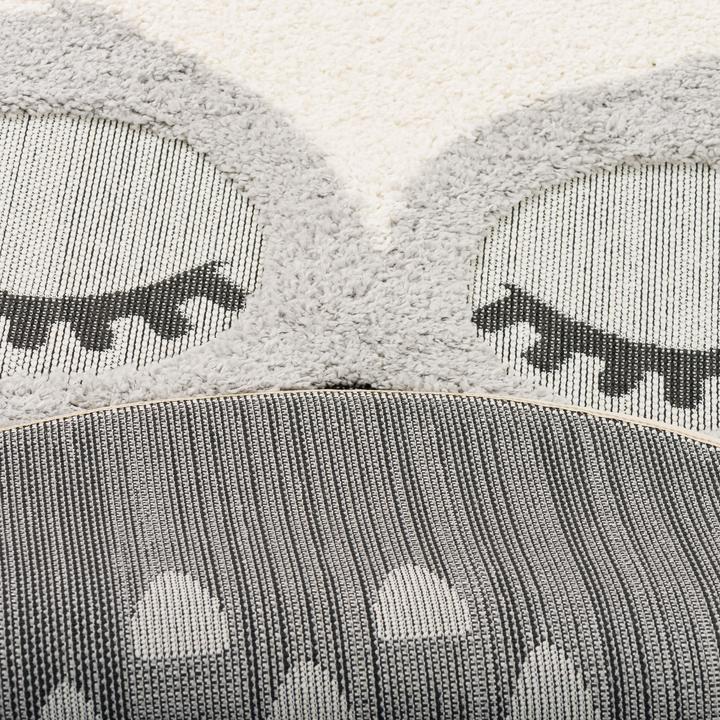 Actual product image Pergamon High Pile Long Pile Shaggy Kids Carpet Richie Owl Round (120 x 120 cm)