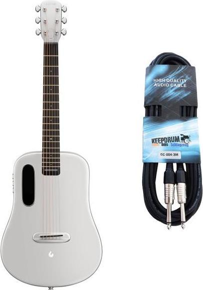 Actual product image Lava Music Guitar Me Air 36 inch Silver with cable (Acoustic guitar set, Airsonic (carbon fibre composite))
