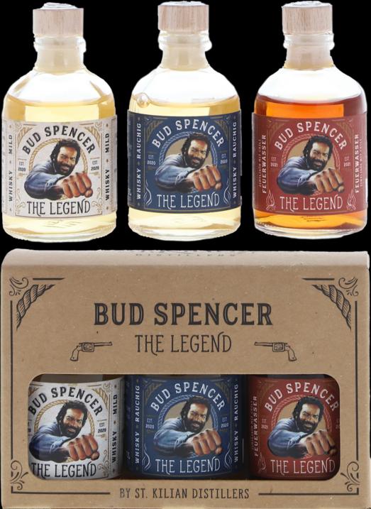 Image du produit St. Kilian Distillers Bud Spencer THE LEGEND Miniset 42,7% vol. 3x0,05l en coffret cadeau (Malt mélangé, 3 x 5 cl)
