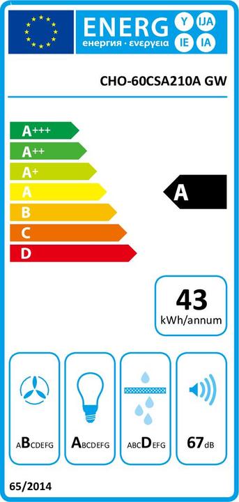 Label énergétique Vivax CHO-60CSA210A GW (Hotte murale)