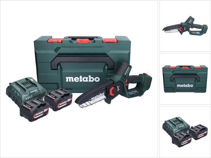 Image du produit Metabo MS 18 LTX 15 Akku Gehölzsäge 18 V 15 cm 5 m/s + 2x Akku 4,0 Ah + Ladegerät + metaBOX (Tronçonneuse à batterie)