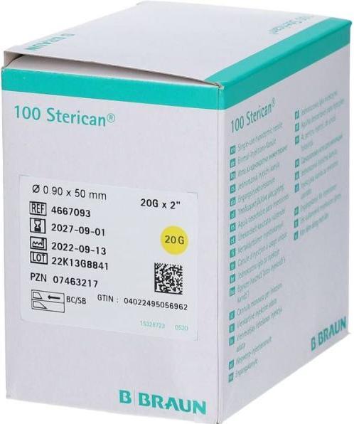 Produktbild B.Braun Nadel 20G 0.90 x 50mm gelb Luer, 100 Stück