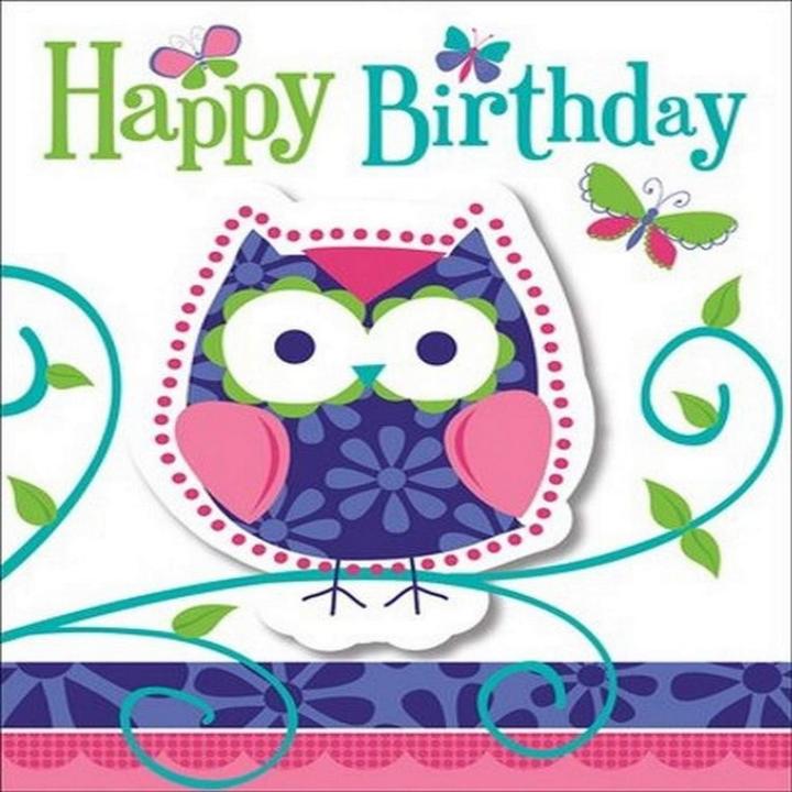 Actual product image Creative Party Owl Happy Birthday Invitations (Pack of 8) (8 pcs.)