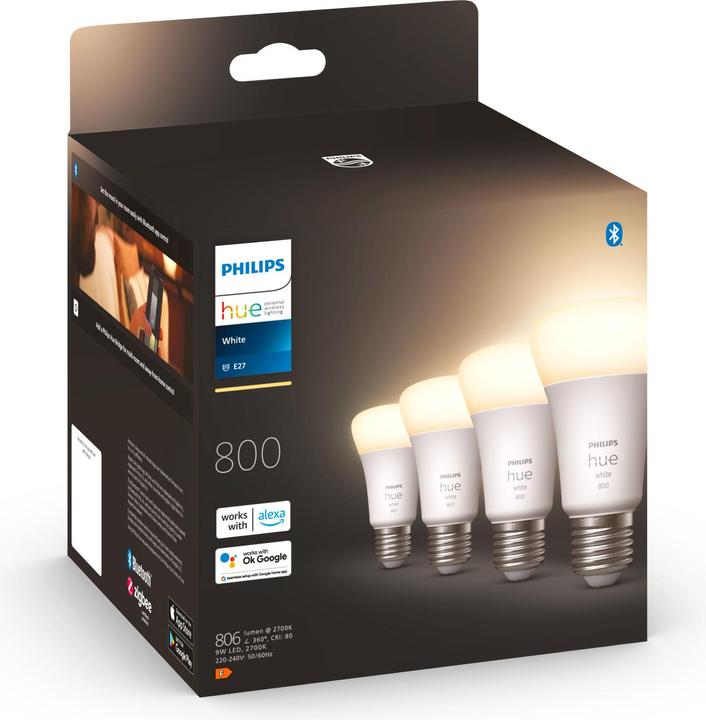 Immagine prodotto Philips Hue Tonalità di bianco (E27, 9 W, 806 lm, 4 x, F)