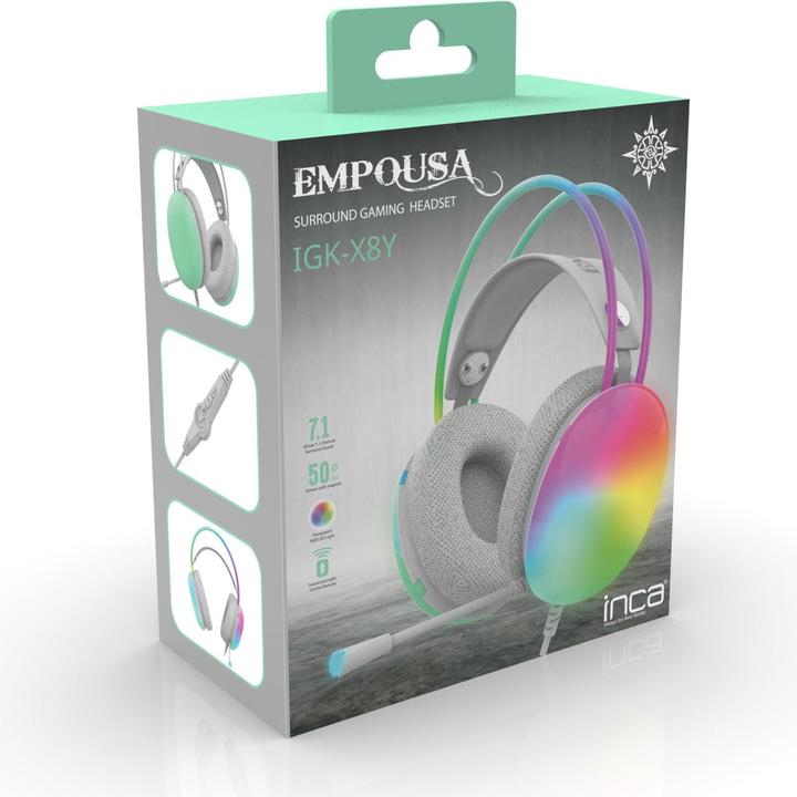 Actual product image Inca Gaming Headset IGK-X8Y 7.1, USB, RGB LED, turquoise (Cable)