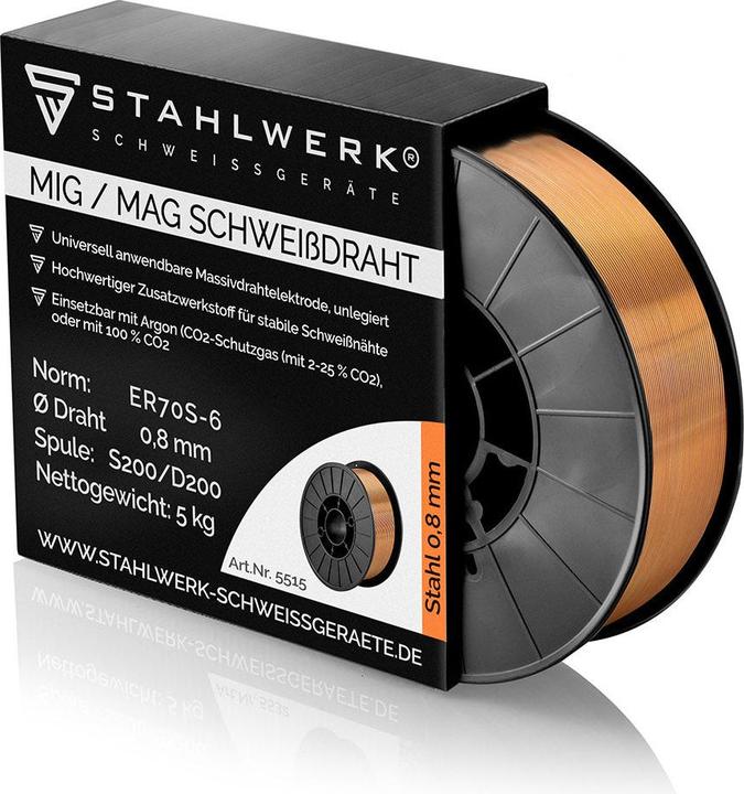 Produktbild Stahlwerk Schweissdraht MIG/MAG Stahl Ø 0,8 mm ER70S-6 SG2 Drahtrolle 5 kg