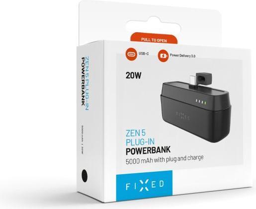 Actual product image Fixed Zen 5 Plug-in PowerBank, PD 20W, 5 000 mAh, black (5000 mAh, 20 W, 5000 Wh)