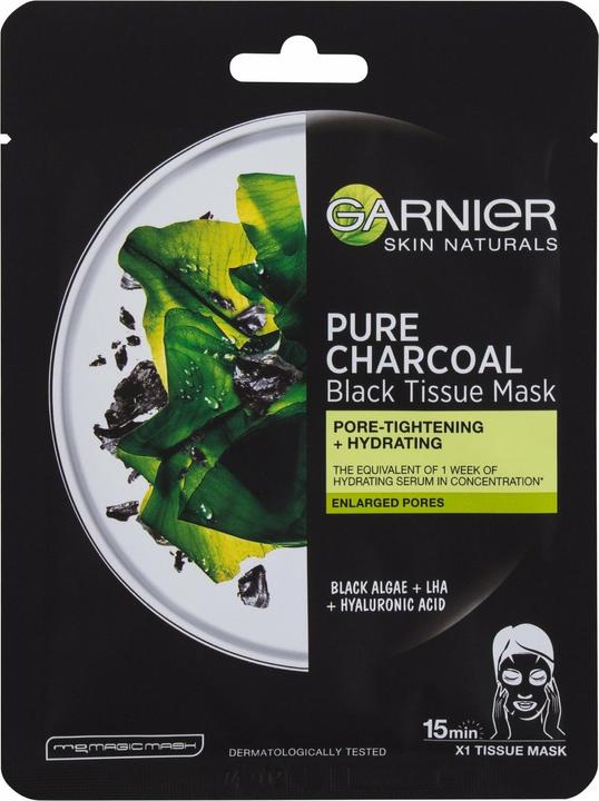 Produktbild Garnier ack Textile Mask With Seaweed Extract Pure Charcoal Skin Natura L S (Black Tissue Mask) 28 (28 ml)