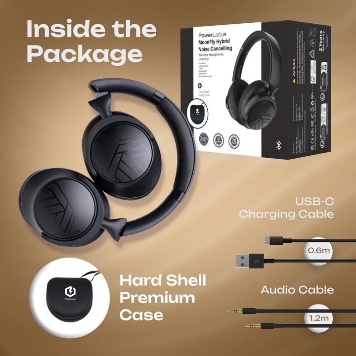 Produktbild PowerLocus MoonFly Over Ear Bluetooth-Kopfhörer mit ANC (70 h)