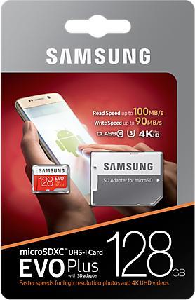 Actual product image Samsung Evo+ microSD UHS-I (128 GB, microSDXC, U3, UHS-I)