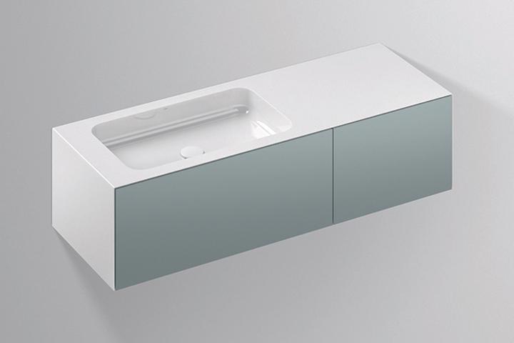 Alape WP.Folio8 washbasin, 1254x350x450mm, vanity unit 2 full extensions, washbasin without tap hole
