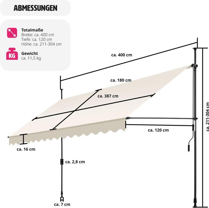 Actual product image tectake Clamping awning (4 m)