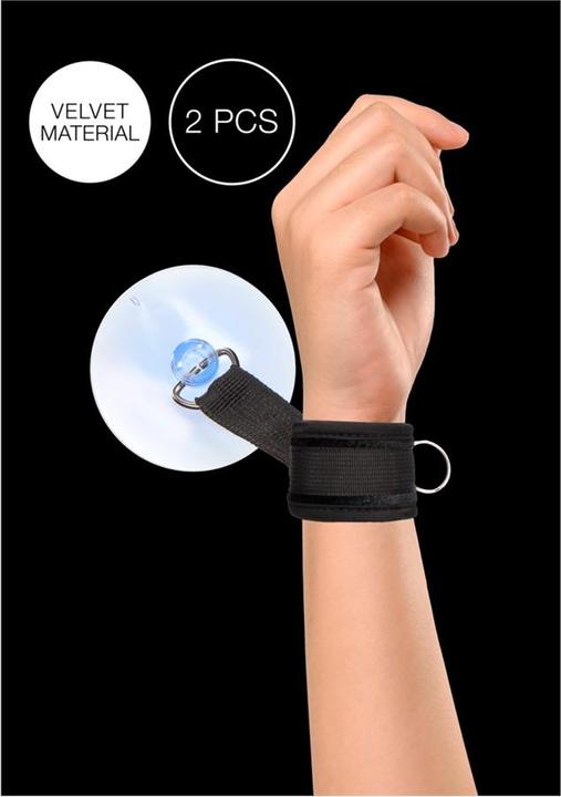 Actual product image Ouch! Velvet & Velcro Adjustable Handcuffs Suction Cup