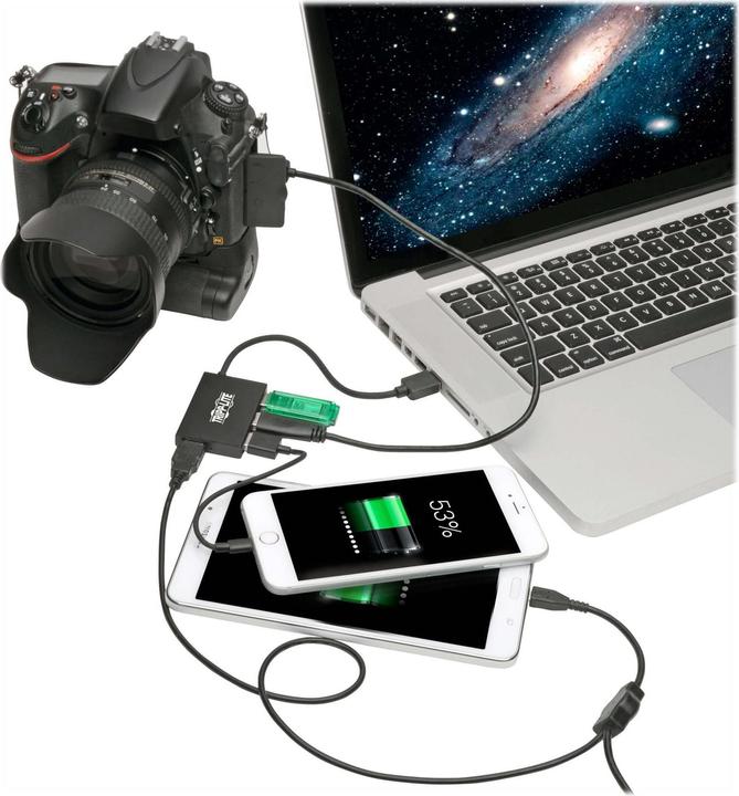 Image du produit Eaton 4 ports USB 3.0 SuperSpeed Slim Hub 5Gbps 4x USB-A Portable Aluminum (USB-C, 4 Ports)