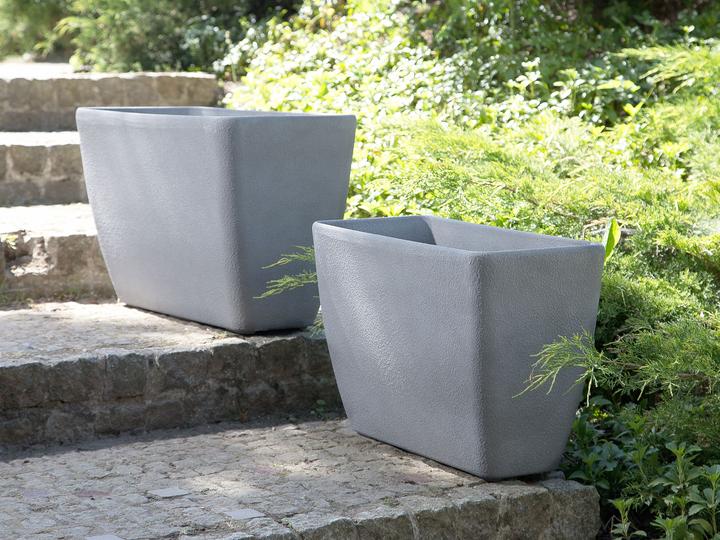 Actual product image Beliani Flowerpot Set of 2 grey rectangular 74 x 32 x 45 cm BARIS (74 cm)