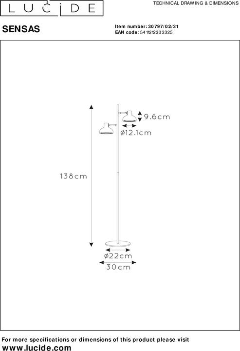 Produktbild Lucide SENSAS - Stehlampe - 2xES111 - Grün 30797/02/33 (GU10)