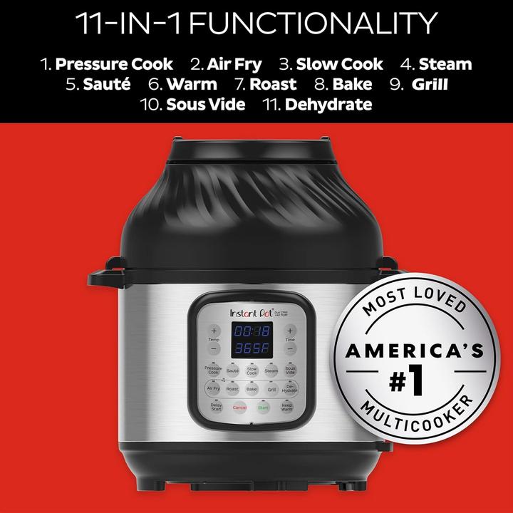 Produktbild Instant Pot Duo Crisp 7,6L multicooker met airfryer 11-in-1 - snelkookpan - pressure cooker - rijstkoker - s