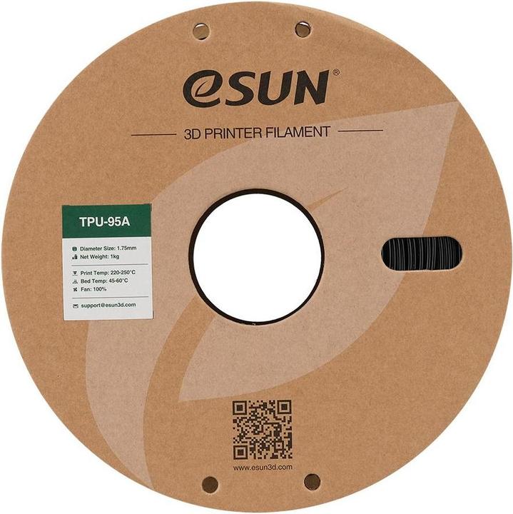 Produktbild eSUN eTPU-95A 1,75mm Black 1kg 3D Filament (TPU, 1.75 mm, 1000 g, Schwarz)