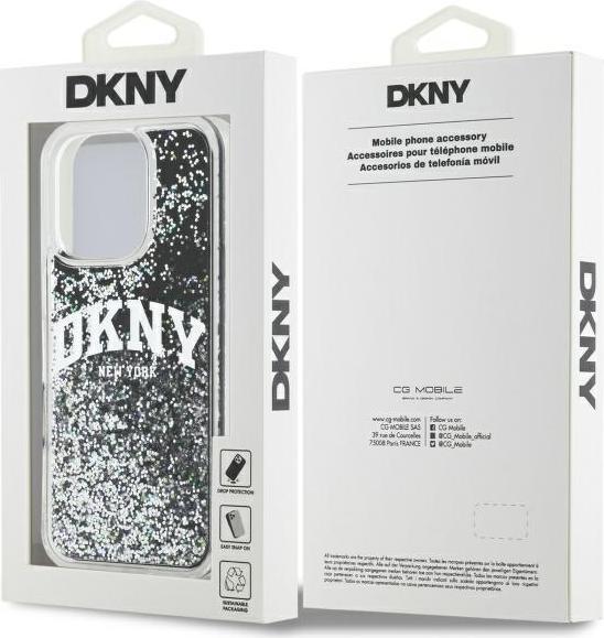 Actual product image DKNY DKHCP16LLBNAEK iPhone 16 Pro 6.3" black/black hardcase Liquid Glitter Arch Logo (Apple iPhone 16 Pro)
