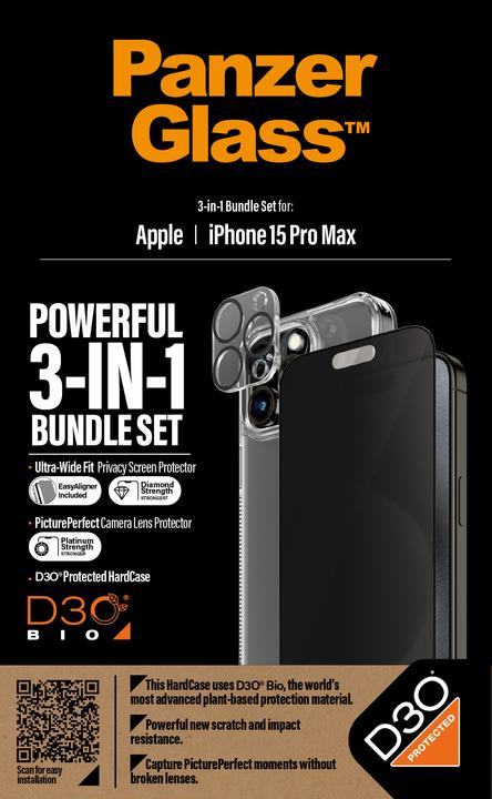 Actual product image PanzerGlass Privacy 3-in-1 Pack (1 Piece, Apple iPhone 15 Pro Max)