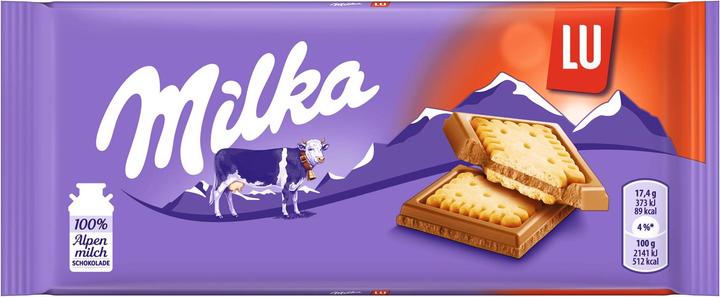 Image du produit Milka Tablette de chocolat avec des biscuits LU croustillants (87 g)