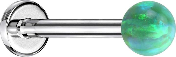 Actual product image Star Piercing Micro Labret silver with ball Opal green (without brass, Surgical steel 316L)