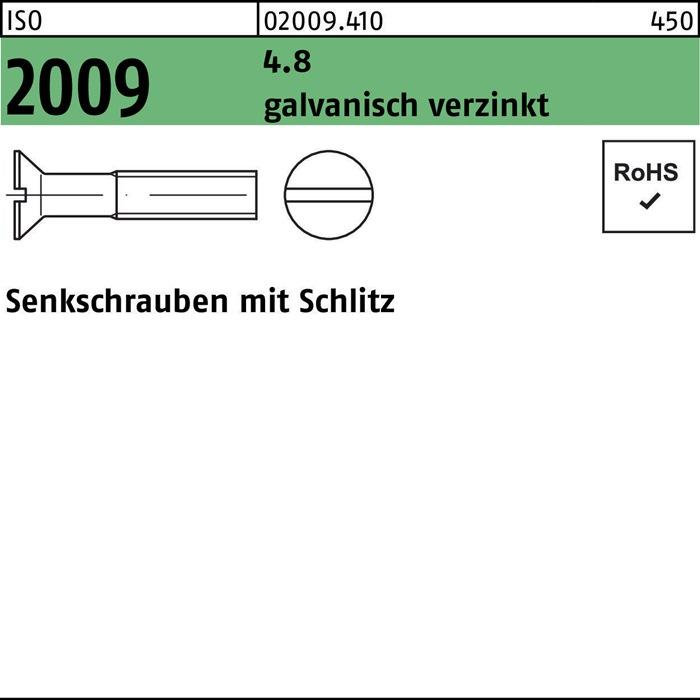 Productafbeelding Verzonken schroef ISO 2009 w.g. M 8 x 20 4,8 verzinkt (100 Schroeven per stuk)