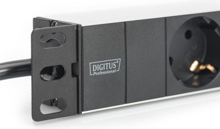 Actual product image Digitus Socket strip 3-fold 25.4cm 10 inch black incl. installation bracket (3 x, CEE 7/3, 2 m)
