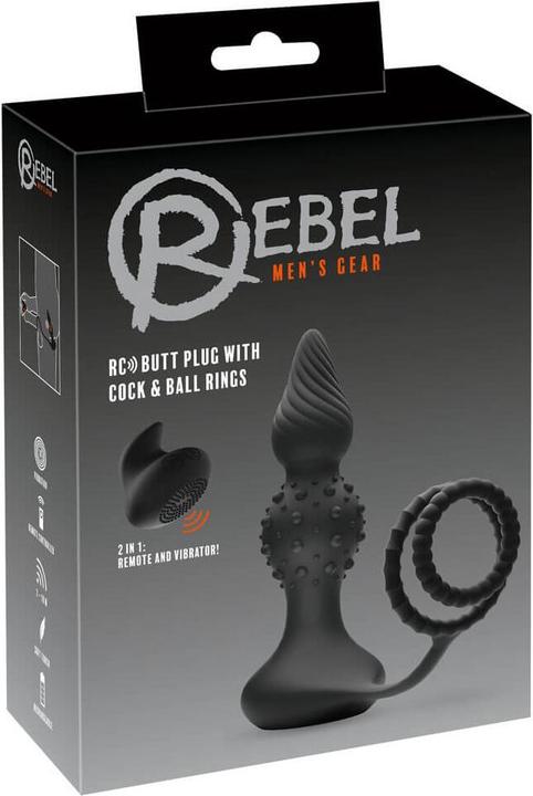 Actual product image Rebel RC Butt Plug with Cock & Ball Rings