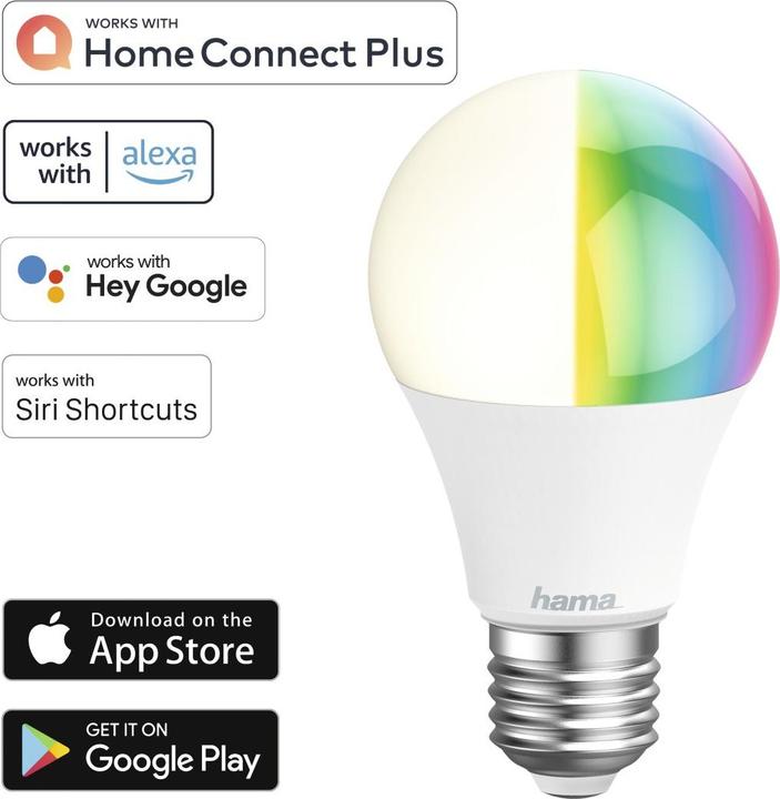 Energy Label Hama WLAN LED lamp (E27, 10 W, 806 lm, 1 x, G)