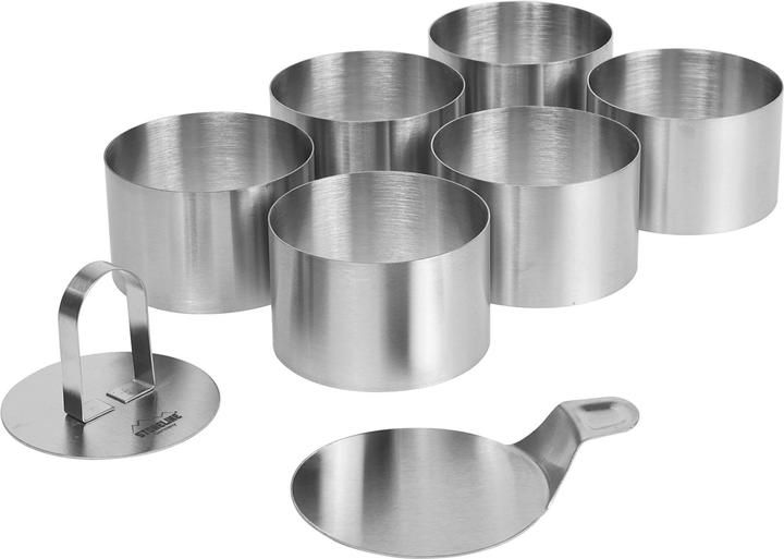 Produktbild Stoneline Dessertringe und Speiseringe Set, 8-teilig, Edelstahl, 6 Ringe, 1 Heber, 1 Stempel, rund