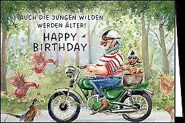 Actual product image Edition Gollong Doppelkarte / Happy Birthday (Mann auf Motorrad) / Quer