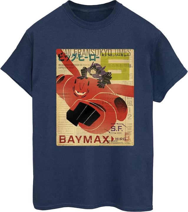 Disney Big Hero 6 Baymax Flying Baymax Newspaper TShirt (XL)