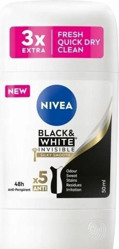 Produktbild NIVEA Niveaack&White Invisible Silky Smooth Antiperspirant Stick 50Ml (Stick, 50 ml)
