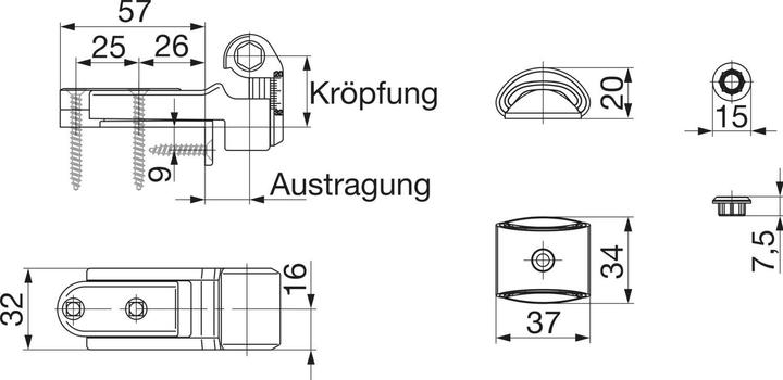 Produktbild Maco RUSTICO Ladeninnenöffner-Kurzband BLR Gr. 0, verstellbar, schwarz (56944)