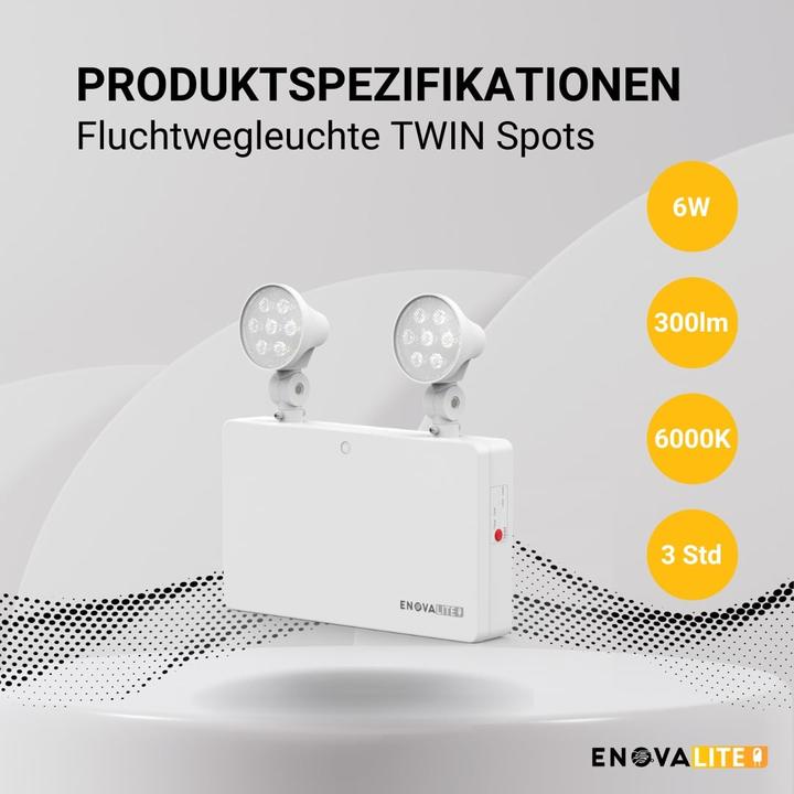 Produktbild Enovalite LED-Fluchtwegleuchte, 6 W, Twin-Spot, Wandmontage