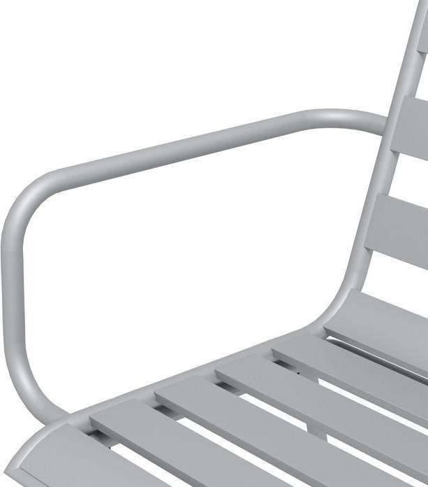 Immagine prodotto Swisshandel24 Set di mobili da giardino Tavolo da pranzo 4 sedie impilabili Acciaio grigio chiaro (80 cm)