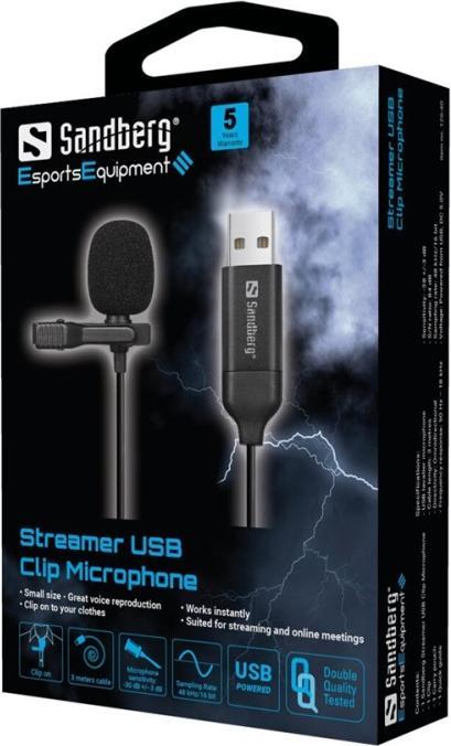 Actual product image Sandberg Streamer USB Clip Microphone