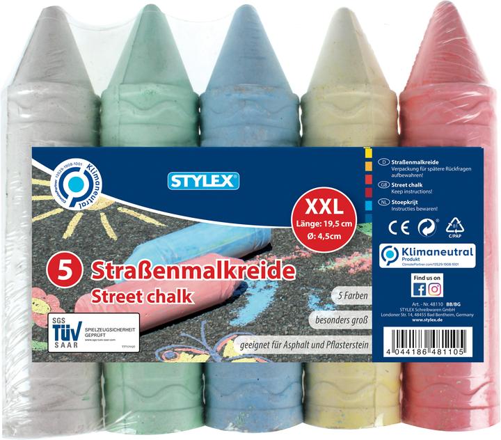 Roost Craies de trottoir XXL (Jaune, Vert, Bleu, Pink, Gris, 5 x)