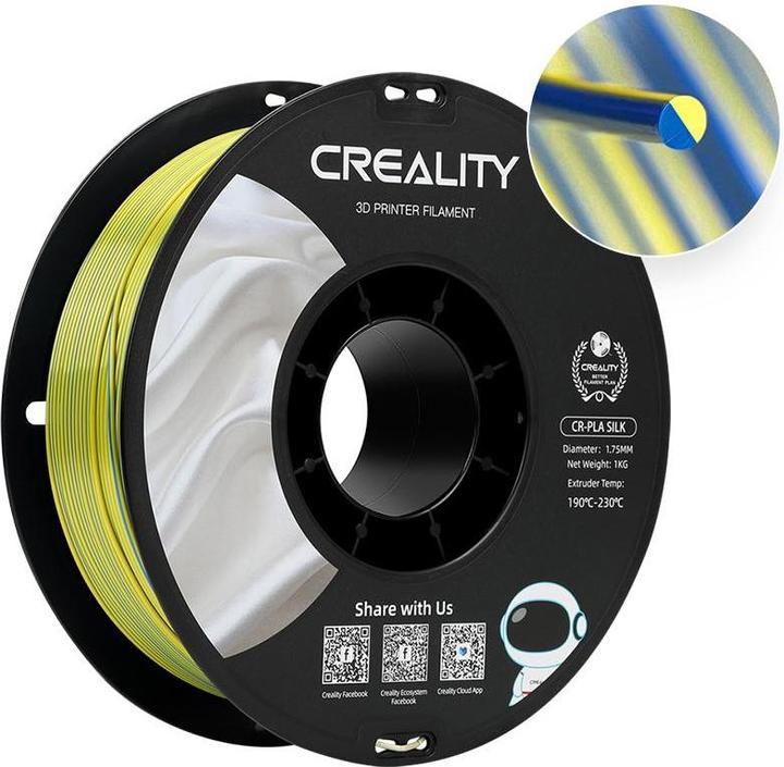 Creality Filament PLA Silk Blue/Gold, 1.75 mm, 1 kg (PLA, 1.75 mm, 1000 g, Blue, Gold)