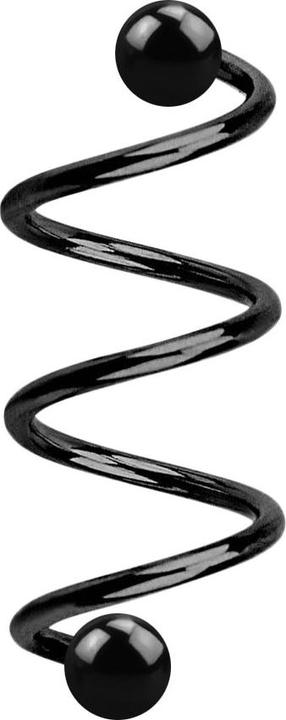 Star Piercing Micro Spirale schwarz mit zwei Kugeln (ohne Messing, Chirurgenstahl 316L)