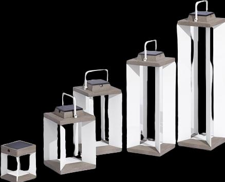 Produktbild Les Jardins Teckalu Solar Laterne aus Teak und weisses Aluminium 90cm TECKA98