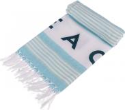 Immagine prodotto Ootb Telo hammam fouta bianco/turchese/blu, Spiaggia (80 x 170 cm)
