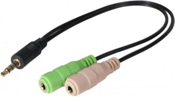 Immagine prodotto Exertis Connect Adattatore per presa telefonica, standard CTIA, 1x presa telefonica da 3,5 mm / 2x prese stereo da (0.30 m, Connettore da 3,5 mm (AUX))