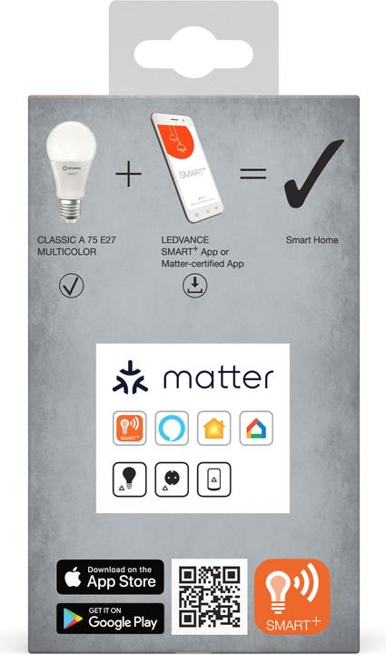 Image du produit Ledvance SMART+ MATTER CLASSIC A MULTICOLOR 9.5W 827...865 Multicolore E27 (E27, 9.50 W, 1055 lm, 1 x, F)