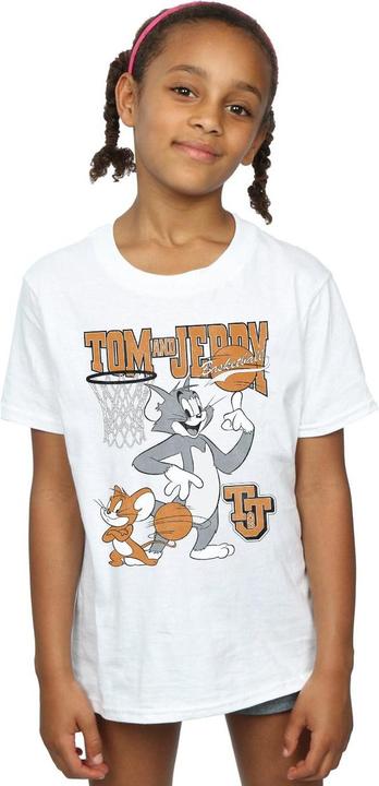 Actual product image Tom & Jerry Girls Spinning Basketball Cotton T-Shirt (140, 146)