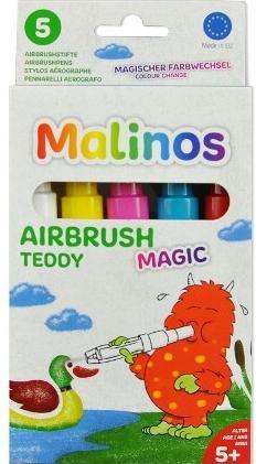 Produktbild Malinos Airbrush Stifte Magic Teddy 5Farben+Schablone 5+ (Mehrfarbig, 5 x)
