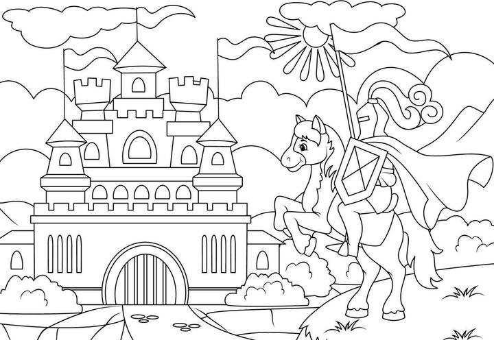 Image du produit Coloriage sur papier calque - Chevaliers, dragons et châteaux forts