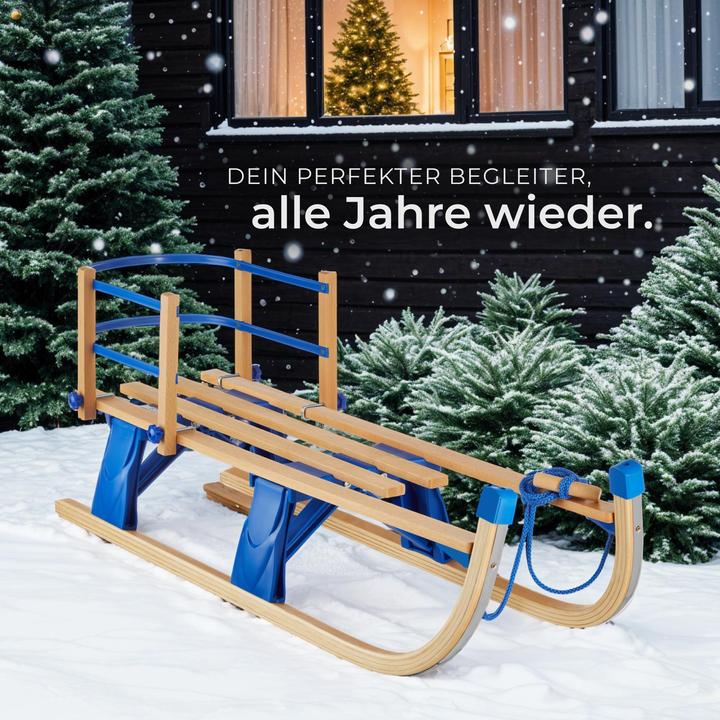 Immagine prodotto tectake Holzschlitten Vivian, klappbar mit Rückenlehne und Zugseil