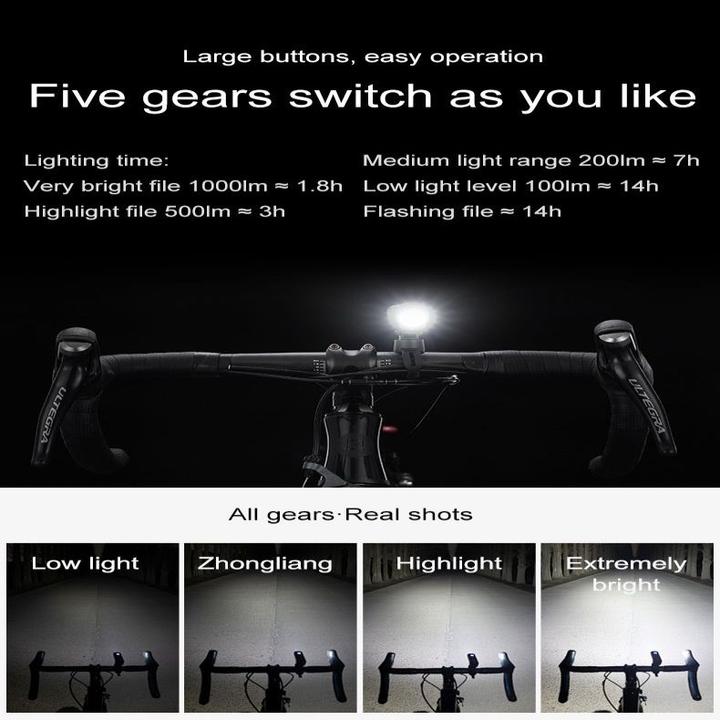 Immagine prodotto Rockbros V9M-1000 luce anteriore per bicicletta 1000lm - nero (1000 lm)
